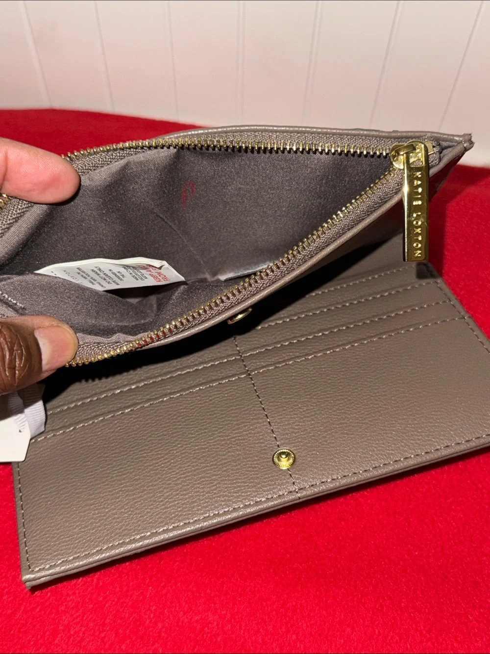 Katie Loxton Zip Zana Wristlet Wallet Mocha